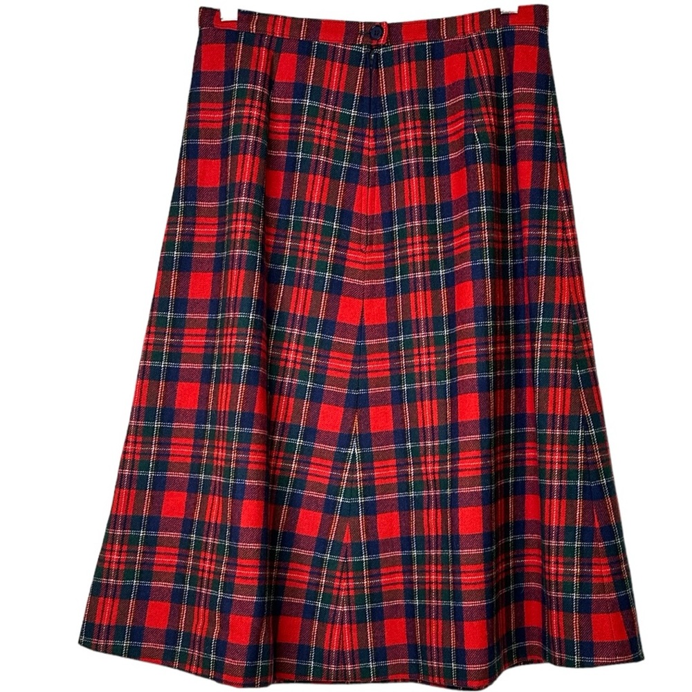 Pendleton Vintage Red Royal Stewart Tartan MIDI ALine Christmas Plaid Wool Skirt - Picture 3 of 12
